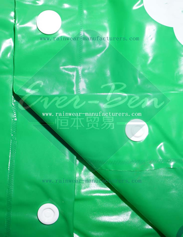 Green PVC kids rain gear buttons